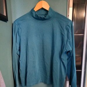 L.L.Bean- Mock Turtle Neck-Women's SZ XL- Emerald Green